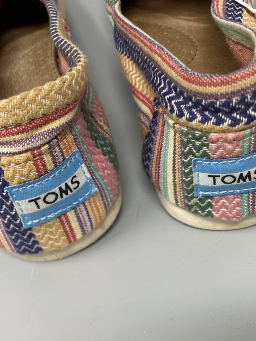 TOMS women's flats W10 striped woven textile slip-on